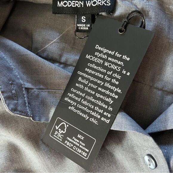 Modern Works Button-Down Long Sleeve Blouse - S - Picture 4 of 13